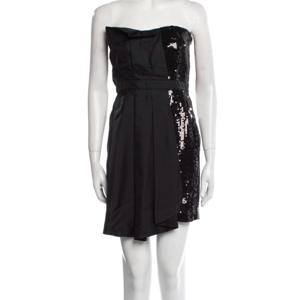 Love Moschino Vintage Black Strapless Silk Sequin Dress